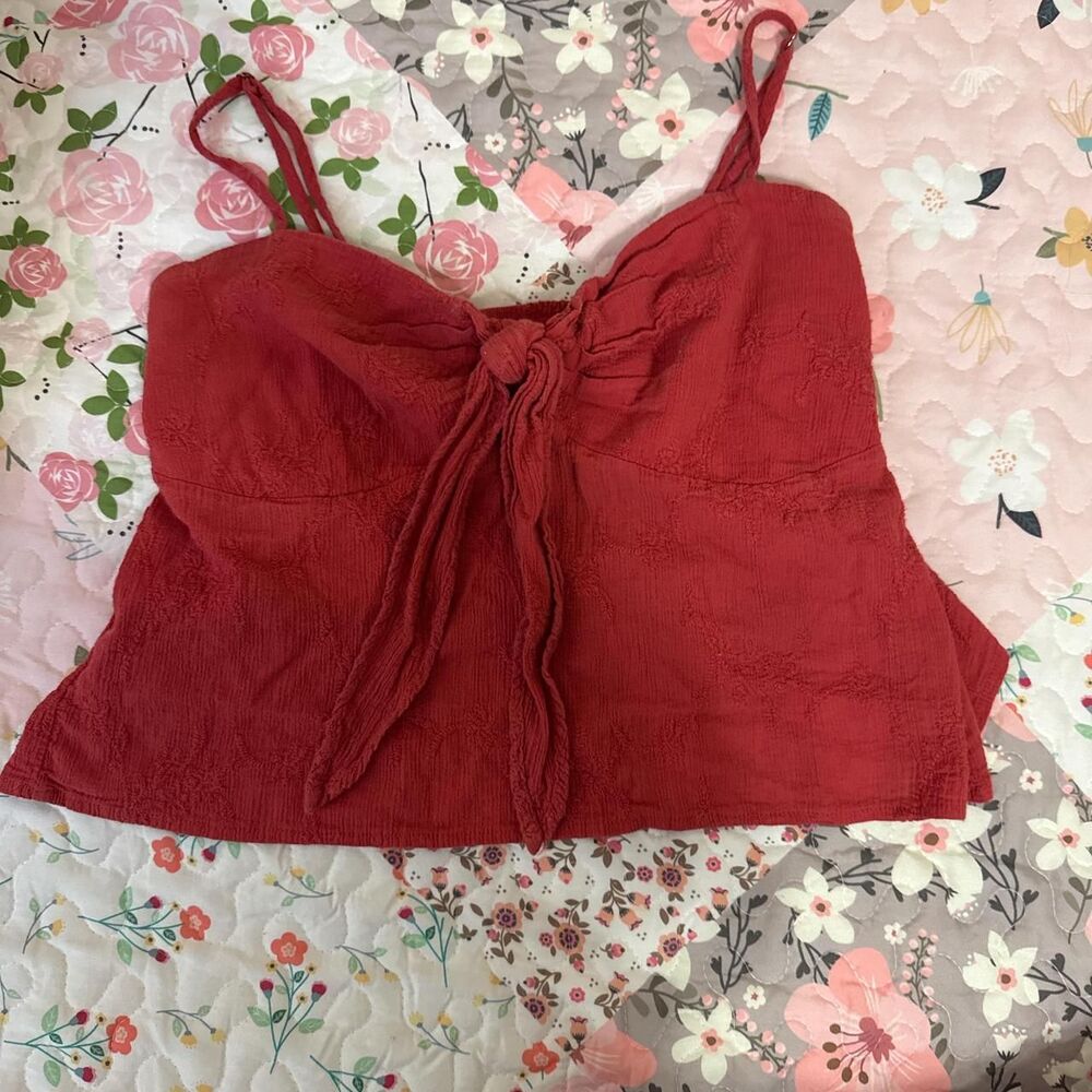 Brandy-melville Women's Red and Orange Crop-top